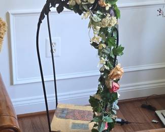 Wrought Iron Plant Stand with Faux Floral Arrangement
