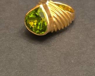 Peridot Cocktail Ring with Fluted Band