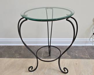 Pier Wrought Iron and Glass Top Accent Table