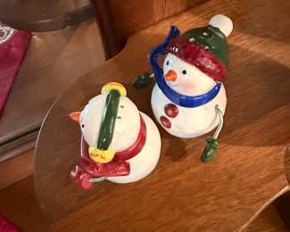 Ceramic Snowman Salt and Pepper Shakers with Wire Arms second image