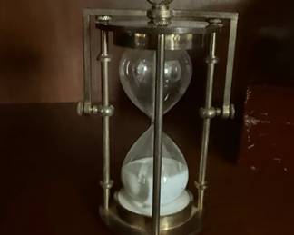 Brass and Glass Hourglass with Adjustable Frame