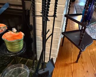 Black Wrought Iron Twisted Fireplace Tool Set