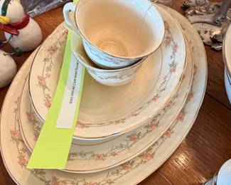 Crooksville China Company Pattern CR Serving Pieces and Tea Cups