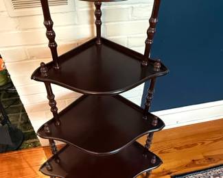 Antique Victorian Figured Walnut Corner Whatnot Shelf second image
