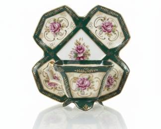 Royal Sealy China Japan Rose and Green Teacup and Saucer Set third image