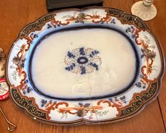 Victorian Chinoiserie Transferware Platter by John Ridgway Co.