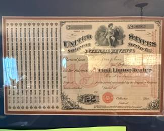 Framed IRS Liquor License for Bordentown Bar second image