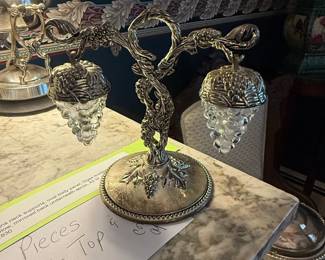 Silver Tone Grape Cluster Salt and Pepper Shakers