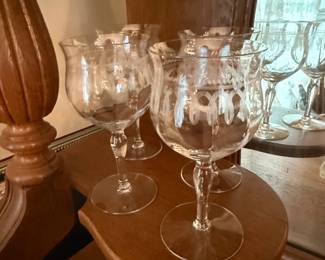 Vintage Bryce Etched Crystal Wine Glasses
