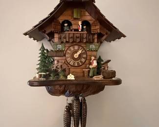 Black Forest Cuckoo Clock with Woodcutter and Waterwheel second image