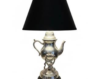 SilverPlated Teapot Table Lamp third image