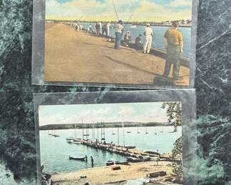 Vintage Postcards Point Pleasant Beach, NJ Fishing at Inlet Clarks Landing