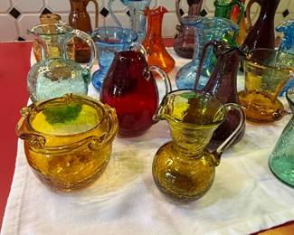 Assorted Crackle Glass Mini Pitchers and Vases second image