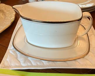 Kate Spade New York by Lenox China piece Gravy Boat in Library Lane Platinum pattern second image