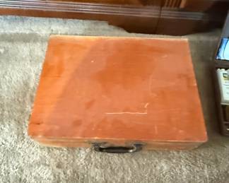 Vintage Wooden Easel Paint Case with Brushes second image