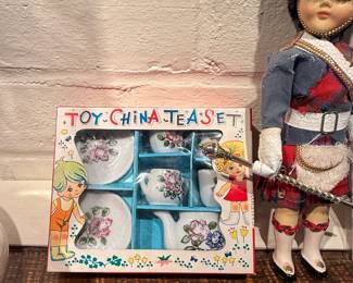 Vintage Toy China Teaset with Floral Pattern