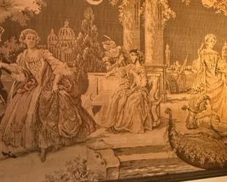 Wood Framed Tapestry Depicting Rococo Scene circa third image