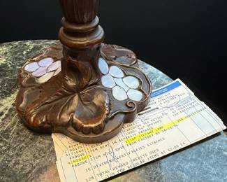 Tiffany Style Stained Glass Table Lamp with Floral Base third image