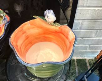 Abigails Italy Ceramic Planter Pot with Floral Detail