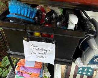 Auto Detailing Supplies Lot in Black Crate