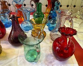 Assorted Crackle Glass Mini Pitchers and Vases third image