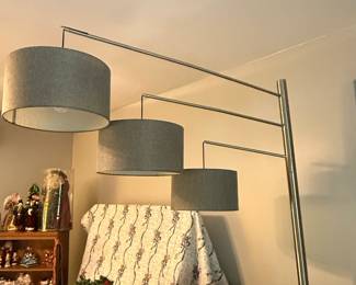 Modern Arc Floor Lamp with Three Shades Adesso Manhattan