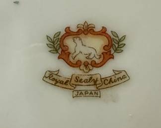 Royal Sealy China Japan Rose and Green Teacup and Saucer Set second image