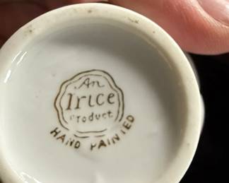 Irice Product Hand Painted White and Gold Striped Sugar Bowl with Lid and Spoon second image