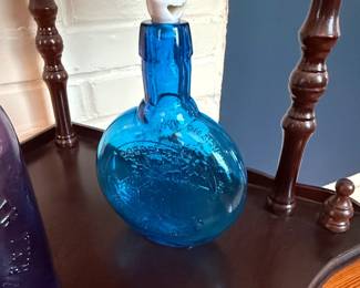 Antique Cobalt Blue Goats Soda Bottle and Amethyst Dr. Pepper Soda Bottle second image