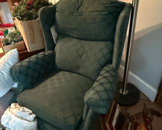 Green Wingback Recliner Armchair with Slipcover
