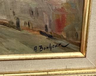 Framed Oil Painting of Paris Street Scene by A. Bonheur second image