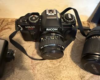 Ricoh KR Super mm Film Camera with PentaxA mm f or . Lens and Ricoh Speedlite Flash