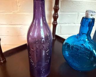 Antique Cobalt Blue Goats Soda Bottle and Amethyst Dr. Pepper Soda Bottle third image