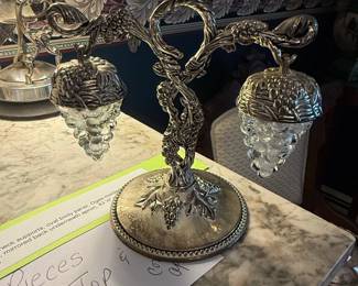 Silver Tone Grape Cluster Salt and Pepper Shakers second image