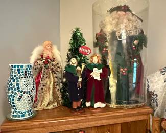 Collection of Collectible Christmas Figurines including Mark Roberts, Byers Choice, and Department