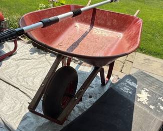 Red Single Wheelbarrow with Telescopic Handle second image