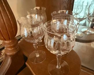 Vintage Bryce Etched Crystal Wine Glasses second image