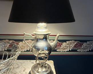 SilverPlated Teapot Table Lamp