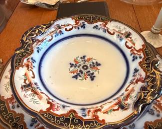 Flow Blue Ceramic Compote Dish in the Chinoiserie Pattern by John Ridgway second image