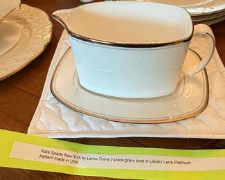 Kate Spade New York by Lenox China piece Gravy Boat in Library Lane Platinum pattern
