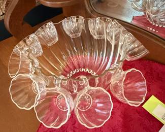 Hazel Atlas Colonial Swirl Glass Punch Bowl Set second image