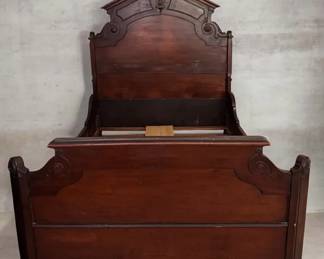 Antique Victorian Eastlake Style Carved Walnut Full Bed