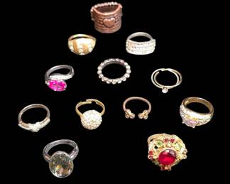 Large Estate Ring Collection... Sterling Swarovski