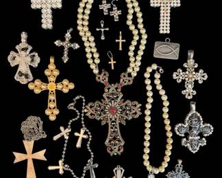 Vintage Heidi Daus Assorted Cross Necklaces Pendants