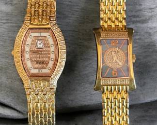 Elegant Croton TwoPiece Ladies GoldTone Diamond Watch Lot
