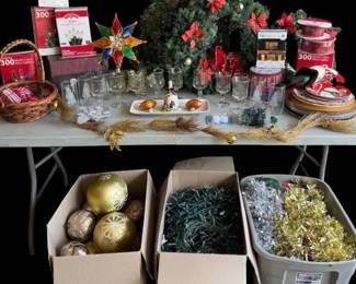 Huge Christmas Decoration Lot 3 6.5ft Trees, Wreaths, Ornaments More