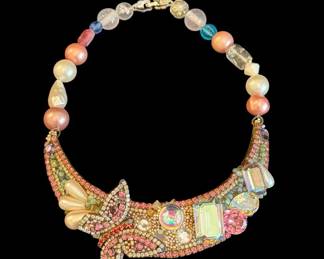 005 Rare 1984 Vintage Wendy Gell Signed Rhinestone Necklace