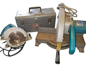 Vintage Makita Saw Combo Craftsman Metal Toolbox Miter Saw Circular Saw Set