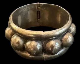 002 Mexican .925 Sterling Silver Bubble Clamper Cuff Bracelet