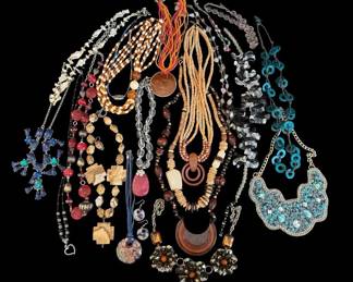 Colorful Necklaces Beaded Bibs, Lucite, Cherry Quartz More